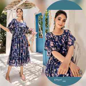 Qualité d'exportation indienne bon prix soutien occasionnel/tuniques longues en georgette pour adultes avec travail imprimé fournisseur indien - Product Image 6