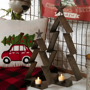 Hot Sale Christmas <b>Tree</b> Shape Metal Tealight Candle Holders with <b>Star</b> Top <b>For</b> Christmas Event Party Table Decoration - Product Image 6