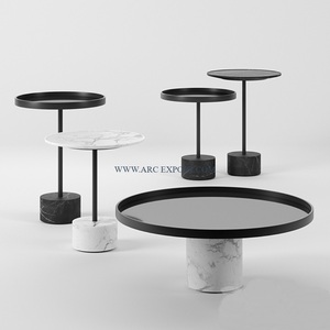 Mesa de centro de lujo con material de mármol y metal, diferentes tamaños y formas, mesa auxiliar de café decorativa para el hogar con tapa de hierro metálico - Product Image 1