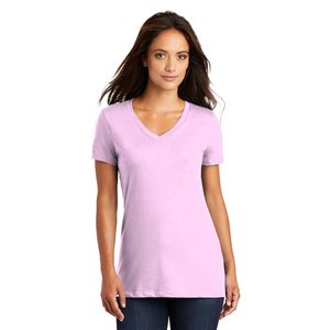 T-shirt Femme Col V en Maille Mélange Durable, Décontracté, Uni, Écologique, pour l'Entraînement, Vente en Gros, Marque Renommée - Product Image 1
