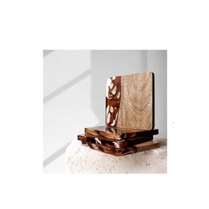 Posavasos de resina y madera de mano natural Posavasos de resina epoxi de forma cuadrada natural hechos a mano Color de madera natural - Product Image 6