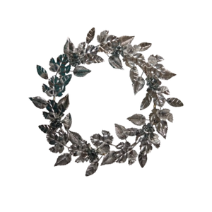 Silver & Black Metal Leaf <b>Flower</b> Wreath <b>Decorative</b> <b>Wall</b> Hanging Wreath for Home Front Door <b>Wall</b> <b>Decorative</b> Metal Wreath - Product Image 4