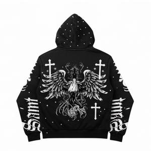 Sudadera con Capucha Personalizada con Pedrería de Jesucristo, Chaqueta de Invierno con Cremallera, Estilo Moderno, 100% Algodón Jersey, Ecológica, Resistente al Viento, Unisex - Product Image 4