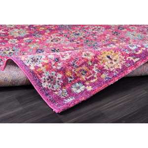 พรมลายดอกไม้สไตล์วินเทจโบโฮ รุ่น 7653-สีชมพู โดยเน็ตไลน์โฮม ขนาด 80x240 ซม. - ดีไซน์หรูหราและประณีตสำหรับตกแต่งบ้าน - Product Image 4