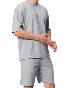 Conjunto de Camiseta y Pantalones Cortos de Verano de Algodón Transpirable de Alta Calidad, Conjunto Deportivo Informal de 2 Piezas con Mangas Cortas para Hombre - Product Image 1