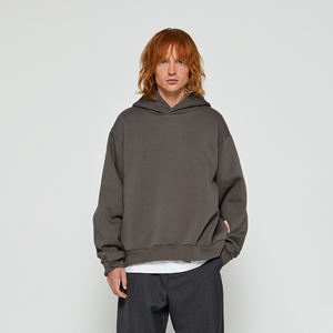 Sudaderas con capucha lisas informales de gran tamaño para hombre, logotipo personalizado, impresión personalizada, estilo Hip Hop, ropa de calle, hombro caído, OEM - Product Image 1