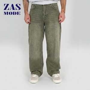 Jean baggy décontracté pour homme, coupe large, effet 3D, délavé, en coton, denim moyen - Product Image 1