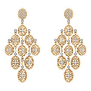 ต่างหูแบบติดหูสไตล์ฮิปฮอปสำหรับผู้หญิง ชุบทองและเงิน ประดับด้วยมอยส์ซาไนต์ สวยหรู ทันสมัย ระยิบระยับ ทนทาน ได้รับการรับรองจาก EGL - Product Image 1