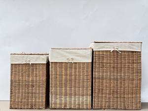 Bac de rangement en rotin carré de grande capacité fait à la main pour organiser des articles décoratifs Matériau en rotin naturel - Product Image 3