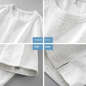 Haute qualité tricoté pur coton blanc couleur unie ample à manches courtes hommes gris 100% coton T-shirt pour hommes coupe ample - Product Image 4