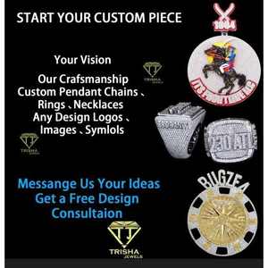 Colgante de diseño personalizado de lujo Iced Out Chapado en plata 925 y colgante de diamante cultivado en laboratorio VVS Colgante de diseño personalizado - Product Image 4