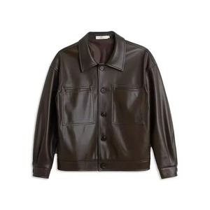 Custom Lather <b>Jacket</b> Vintage Loose-fit Cropped Pu Leather <b>Jacket</b> <b>Men's</b> Casual Top Spring Motorcycle <b>Jacket</b> - Product Image 5