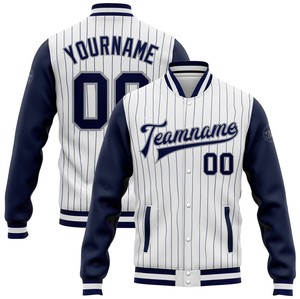 Veste universitaire d'hiver personnalisée pour homme, design à rayures fines, broderie du logo du nom de l'équipe, impression par transfert thermique, 100% coton - Product Image 2