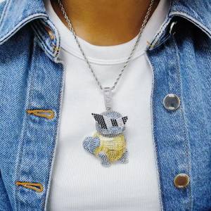 จี้ฮิปฮอปตัวอักษรชื่อเงิน925แบบปรับแต่งได้3D VVS Moissanite ดีไซน์การ์ตูนชุบทองสำหรับปาร์ตี้ - Product Image 2