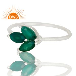 Best Selling Fine Sterling Silver Natural <b>Green</b> Onyx Gemstone Stackable Ring <b>Jewelry</b> For Women Gift For Her - Product Image 2