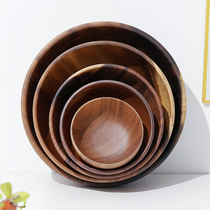 Bol de service de nourriture en bois massif de couleur marron bol de service de taille et de forme personnalisées pour un usage domestique par l'artisanat cérescent - Product Image 5