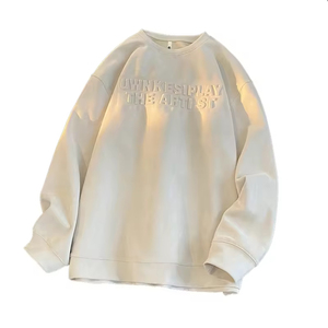 Sweat-shirt unisexe en molleton français de haute qualité 500GSM, logo personnalisé hip-hop, impression en relief 3D, 100% coton, col rond, sweat-shirt à capuche en relief - Product Image 2