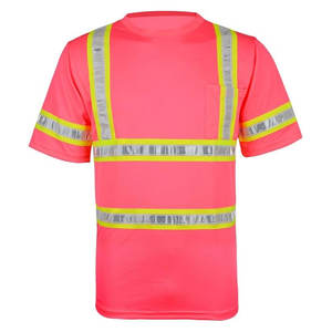 T-shirt de sécurité réfléchissant haute visibilité Logo personnalisé T-shirt de vêtements de sécurité réfléchissant en polyester 100% haute visibilité - Product Image 5