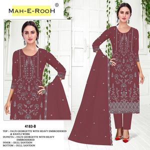 Costume de designer pakistanais complexe à la main Khatli Work Premium Sequin Embroidery Premium Ethnic Wear pour les fêtes de mariage festives - Product Image 2