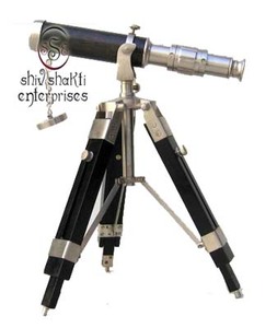 กล้องโทรทรรศน์ทองเหลืองสะท้อนแสงพร้อมขาตั้งขาตั้งกล้องดูดาวสำหรับตกแต่งตั้งโต๊ะแบบส่วนบุคคลทำจากทองเหลืองหนังทะเล - Product Image 5