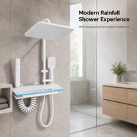 Ensemble de douche mural gris blanc avec affichage LED et robinetterie pour salle de bain domestique et hôtels