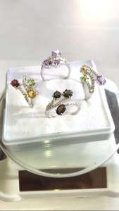 Bague en argent sterling 925 naturel avec pierres précieuses naturelles de différentes catégories et styles, parfaite pour les mariages ou les fiançailles - Product Image 4