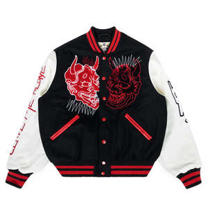 แจ็คเก็ตวาร์ซิตี้คุณภาพสูงสำหรับผู้ชายและผู้หญิง  แบบสั่งทำพิเศษสำหรับฤดูหนาว ตัวเสื้อทำจากผ้าขนสัตว์ แขนเสื้อทำจากหนัง  ทันสมัย  ลายปักตัวอักษร - Product Image 5