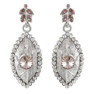 Kriaa ต่างหูห้อยหินออสเตรียสีน้ำตาลรุ่น1302126ชุบโรเดียม - Product Image 1