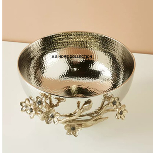 Diseño de hoja de flor Color dorado Estilo de lujo Vajilla Decoración Fundición de metal Sirviendo fruta y nueces Tazón - Product Image 5