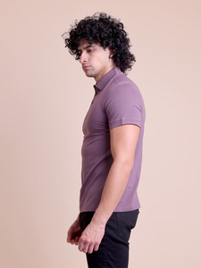 Camiseta básica morada de la mejor calidad para camiseta de media manga con cuello Polo 100% perfectamente estirable para un estilo versátil de máxima comodidad - Product Image 4