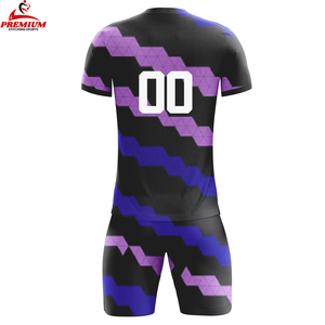 ชุดฟุตบอลโพลีเอสเตอร์ 100% พิมพ์ลายแบบรีดร้อนตามสั่ง ชุดเต็ม ระบายอากาศได้ดี น้ำหนักเบา เสื้อและกางเกงขาสั้นสำหรับมืออาชีพ - Product Image 2