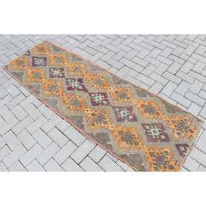 Alfombra Turca, Alfombra Vintage de 2.3x7.1 pies, Alfombra Oriental de Lana Marrón Anaranjado - Product Image 4