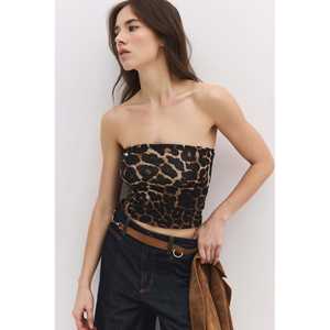 Body Casual sin Tirantes con Estampado Animal, Diseño Sólido y Arrugado, Ajuste Ceñido, para Primavera, Hecho de Tejido de Nailon - Product Image 1