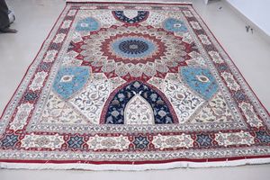 พรมปูพื้นลายเปอร์เซียถักมือสุดหรู พร้อมลายเหรียญสีแดงงาช้าง สำหรับห้องนั่งเล่น - Product Image 2