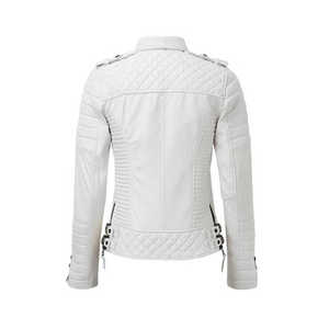 2024-25 Women's Genuine <b>Leather</b> <b>Jacket</b> with Zippers <b>Long</b> Sleeve Female PU <b>Leather</b> <b>Jackets</b> Winter Cotton-Filled Motorcycle <b>Jacket</b> - Product Image 5