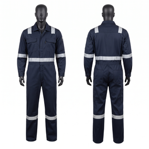 Combinaison de travail industrielle en sergé de coton blanc 240 GSM, vêtements de travail réfléchissants certifiés CE, imperméable, sergé de coton poly 245 GSM de qualité supérieure pour hommes - Product Image 1