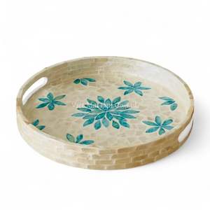 ถาดเสิร์ฟทำมือจากเปลือกหอยมุก ถาดตกแต่งฝังเปลือกหอยธรรมชาติ เป็นมิตรกับสิ่งแวดล้อม สำหรับใช้ในบ้าน - Product Image 1