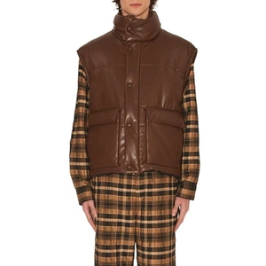 New Arrival Men Genuine Leather Gilet Winter Casual Leather Vest Warm Cotton Lined Manufacturer - Product Image 3