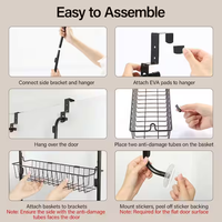 Étagère de rangement suspendue au-dessus de la porte, sans perçage, installation facile, multi-niveaux, gain de place, panier organisateur de porte