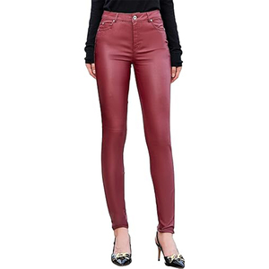 Jeggings taille haute personnalisés pour femmes, pantalon legging en similicuir avec poches, fabricant de tailles élégantes, fournisseurs d'usine - Product Image 1