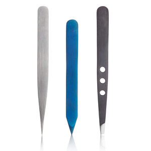 Stainless Steel Tweezers Set for Eyebrow Hair Removal Eyebrows 3 Tweezers Set with <b>Leather</b> <b>Pouch</b> - Product Image 3