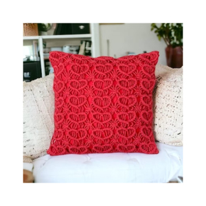 Funda de almohada de macramé rojo superventas, funda de cojín de terciopelo de lino con estampado bohemio de patrón puro, decoración para sala de estar, hogar, Hotel, Navidad - Product Image 4