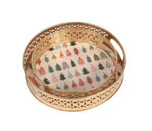 Noël Décoration de la maison Plateau en métal Forme ronde Vaisselle Ustensiles de cuisine Restaurants Barware Fabricant en gros Fournisseur - Product Image 1