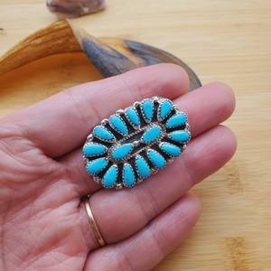 Bague en argent sterling 925 faite à la main avec turquoise en grappe, pour femme, fabriquée aux États-Unis, taille ovale, sertie à la main, tendance pour mariage et fête - Product Image 3