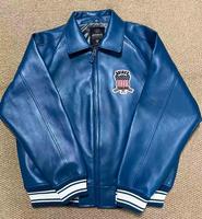 Veste de sport décontractée authentique Avirex pour homme, grande taille, en véritable peau de mouton, style varsity, en peau d'agneau française, style décontracté