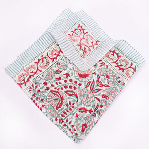 Bandana en coton floral fait main, léger, écologique, respirant, à nouer, en tissu doux imprimé au bloc, lavable, toutes tailles - Product Image 2