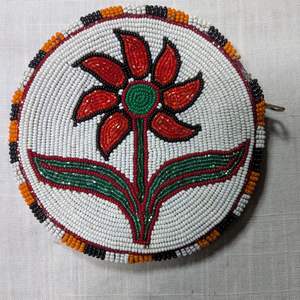 Eco-Friendly Seed Beads Embroidered Round <b>Coin</b> Purse Round Beaded Embroidery <b>Coin</b> <b>Pouch</b> With Brass Zip Closure - Product Image 6