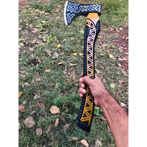 Jexmoo 19 \ "Hacha de acero al carbono hecha a mano personalizada Mango de palisandro Hacha Barbuda de cuero para exteriores Industrial Regalo del Día del Padre - Product Image 2