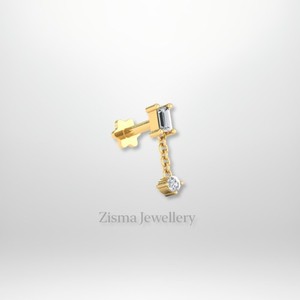 Boucles d'oreilles à tige en diamant de qualité supérieure 14K or massif diamants naturels cultivés en laboratoire IGI GIA bijoux de piercing à filetage interne certifiés - Product Image 4