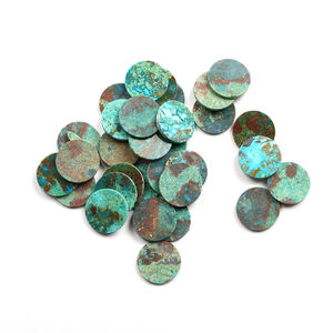 Venta al por mayor de cabujones de crisocola verde natural de piedra de Fénix redonda de corte plano doble personalizados para la fabricación de joyas - Product Image 3